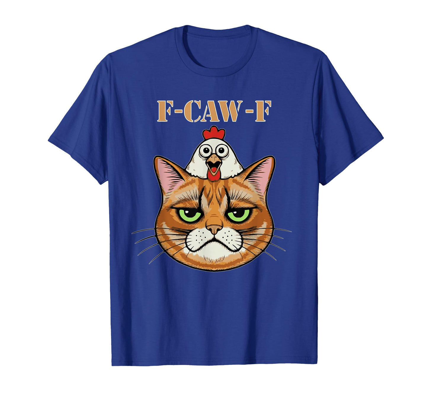Funny F-CAW-F Cat and Chicken Meme T-Shirt