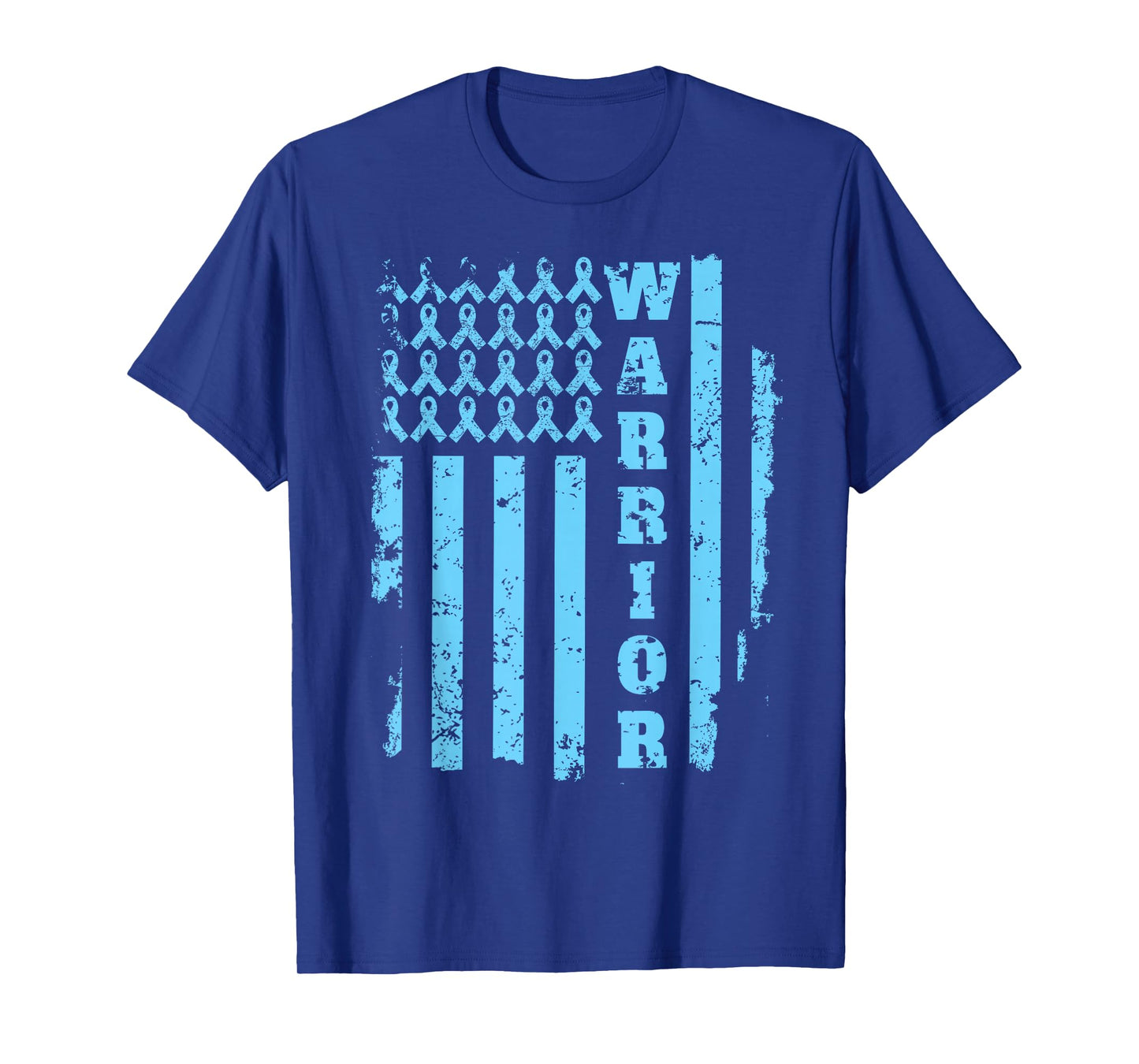 Prostate Cancer Awareness Shirt Blue Ribbon Flag WARRIOR T-Shirt