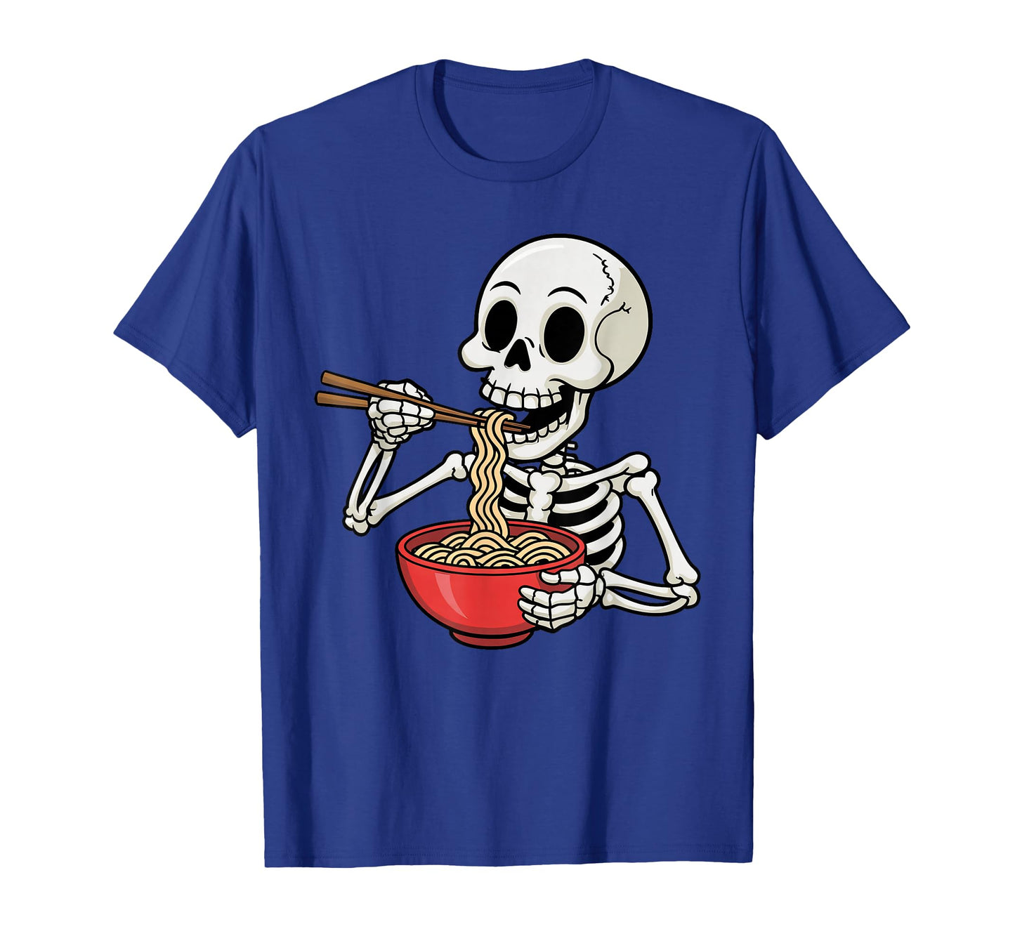Funny Skeleton Eating Japanese Ramen Noodle Bowl Halloween T-Shirt