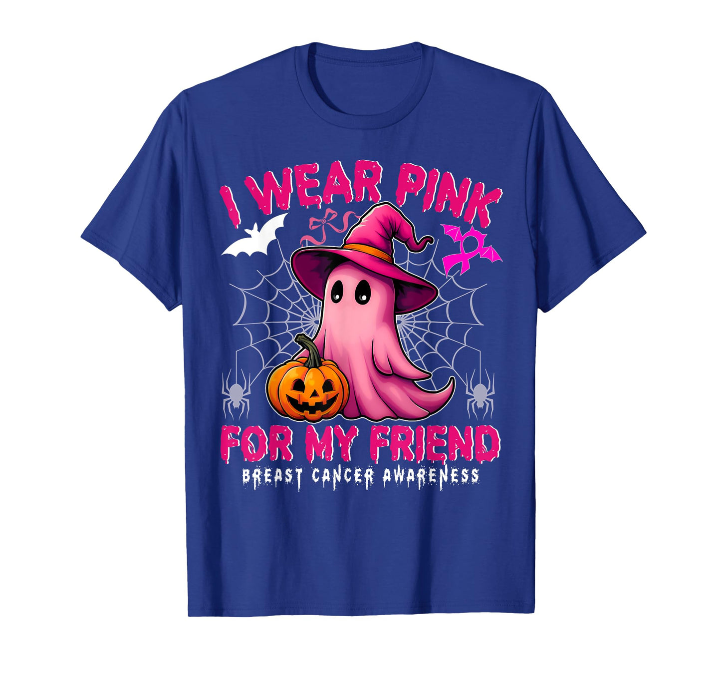 Breast Cancer Awareness I Wear Pink For My Friend Ghost T-Shirt