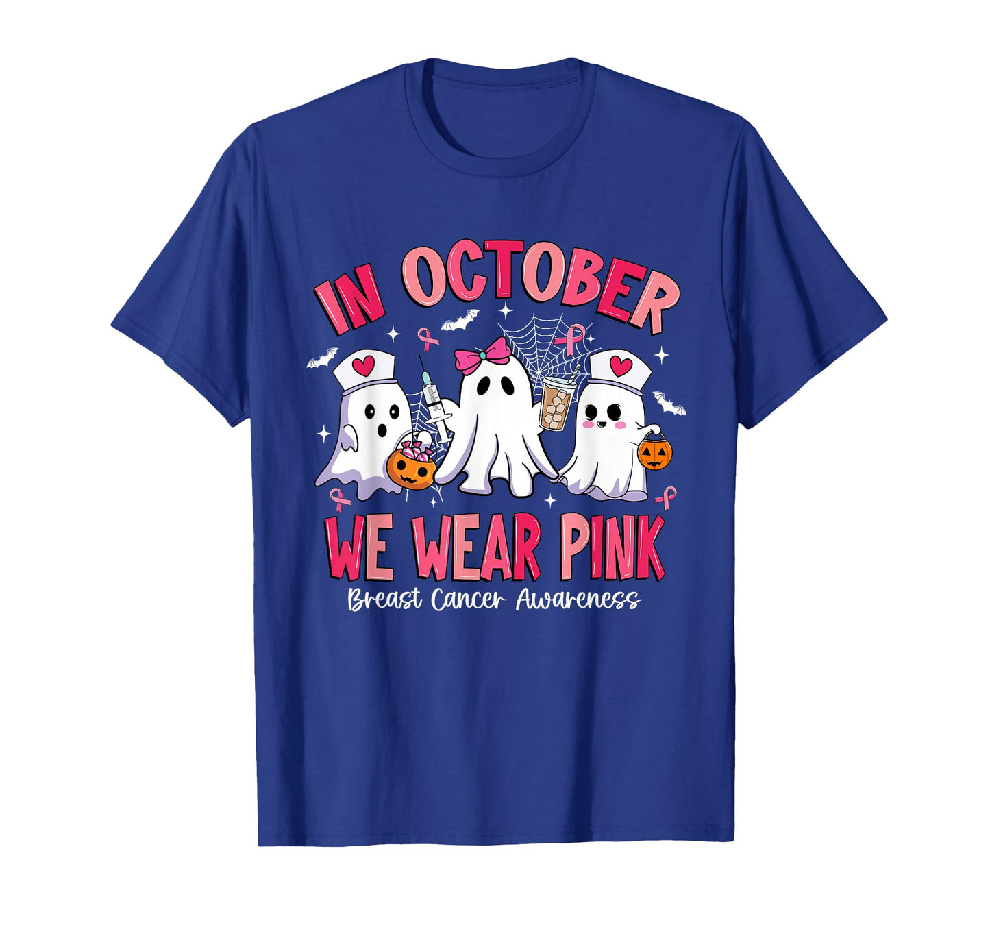 in October We Wear Pink Nurse Breast Cancer Awareness T-Shirt