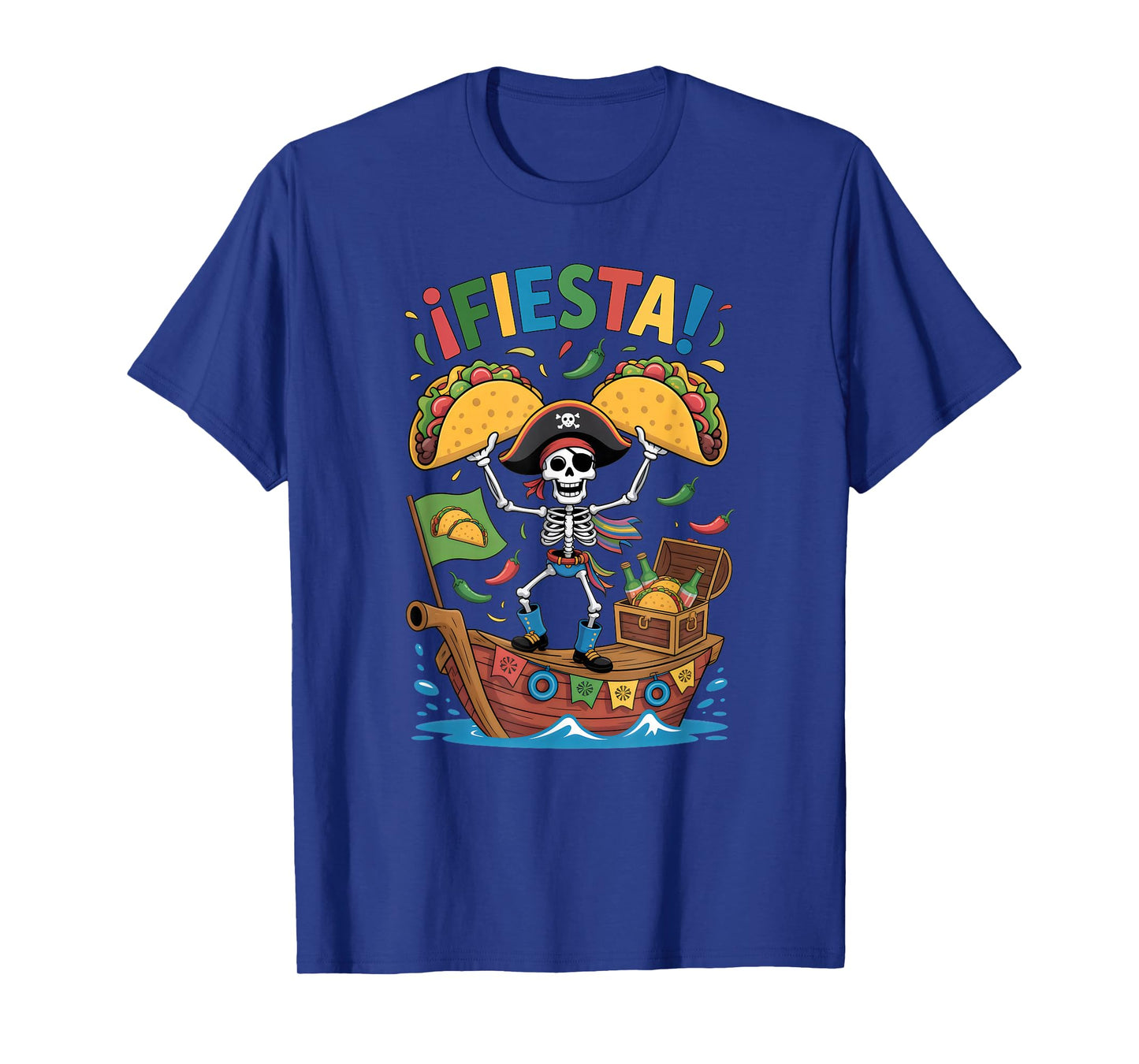 Pirate Skeleton Cinco de Mayo Taco Tuesday Fiesta Party Fun T-Shirt