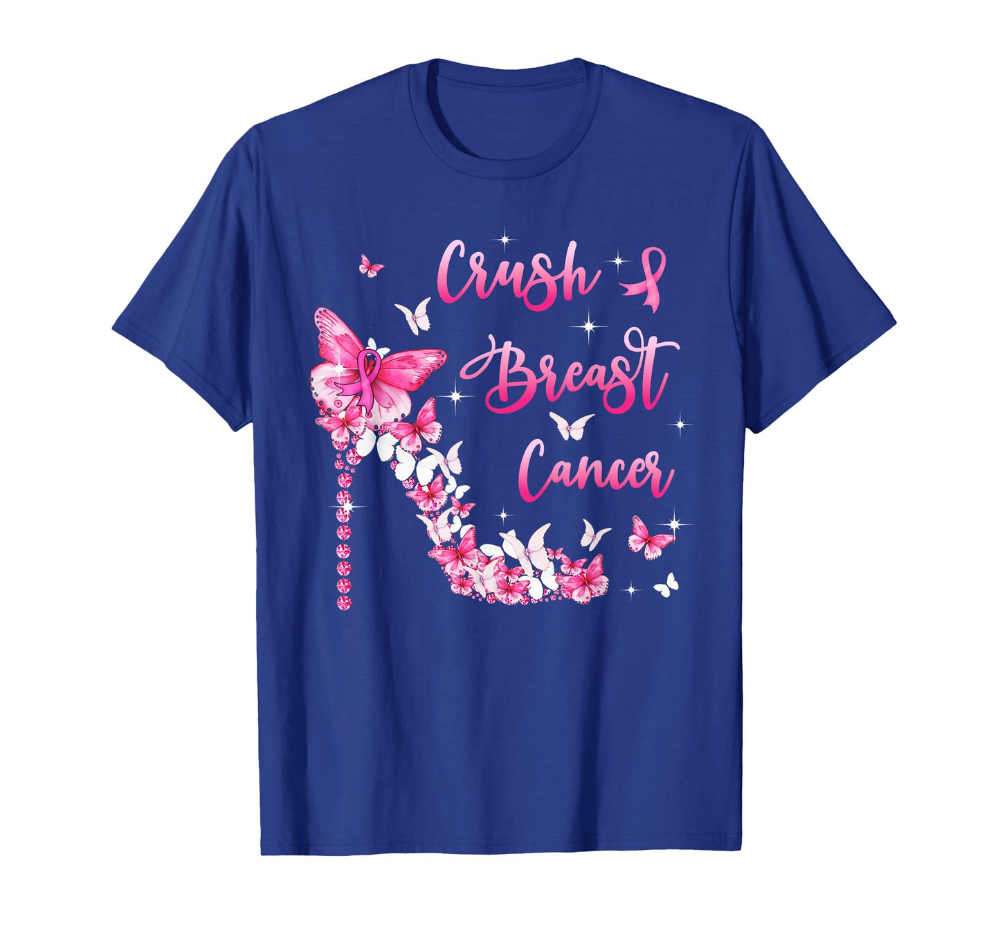 Crush Breast Cancer Awareness Bling Pink Ribbon High Heel T-Shirt