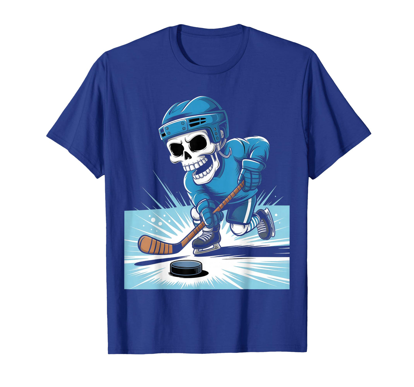 Skeleton Ice Hockey Halloween Costume Boys Men Funny Sport T-Shirt