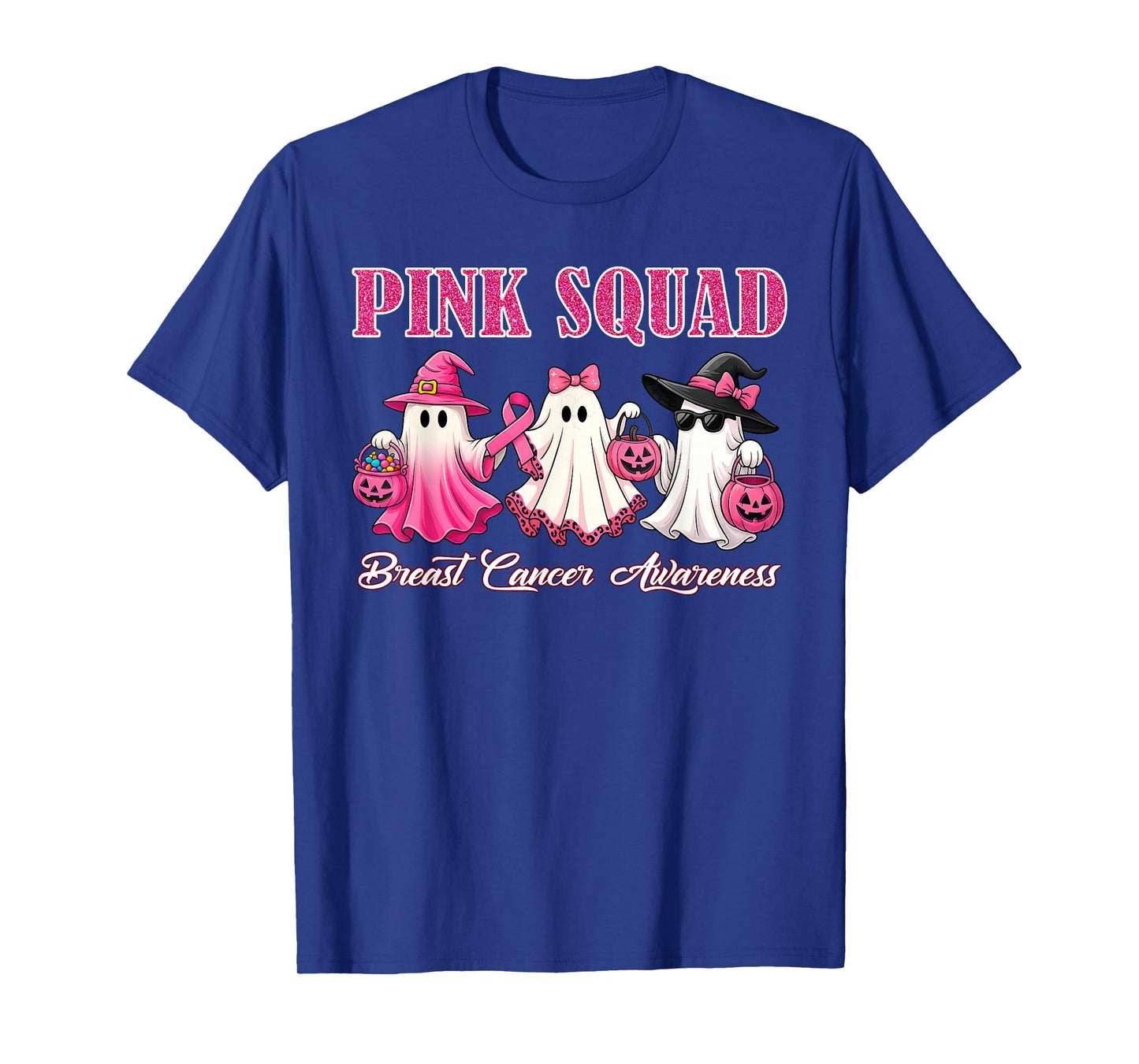 Pink Squad Ghost Breast Cancer Awareness for Kids Girls T-Shirt