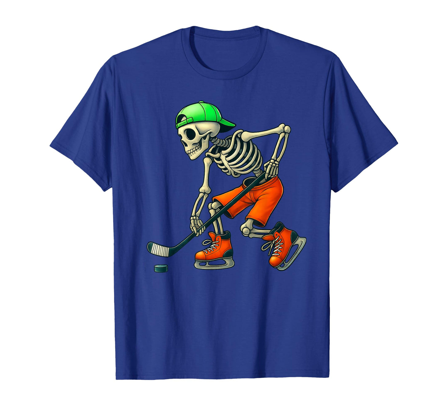 Skeleton Ice Hockey Halloween Funny Men Boys Kids T-Shirt