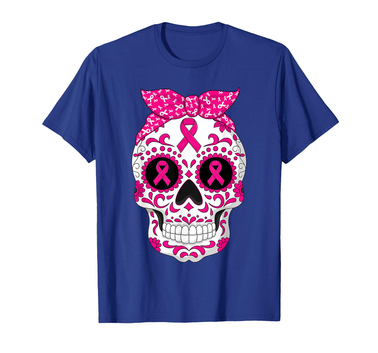 Skeleton Skull Pink Ribbon Breast Cancer Awareness T-Shirt