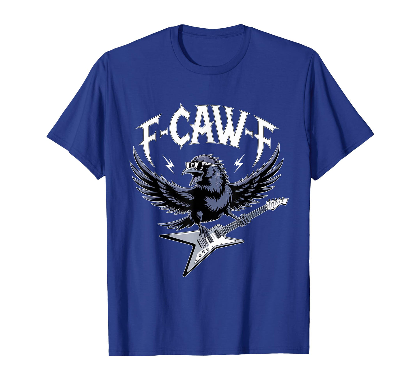 F-Caw-F FCAWF Funny Crow Raven Guitar Music Rock Humor T-Shirt
