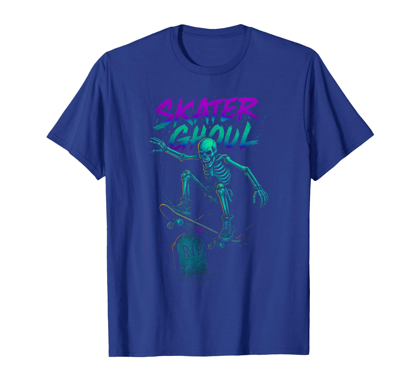 Skater Ghoul - Vaporwave Skeleton Skateboard Halloween Kids T-Shirt