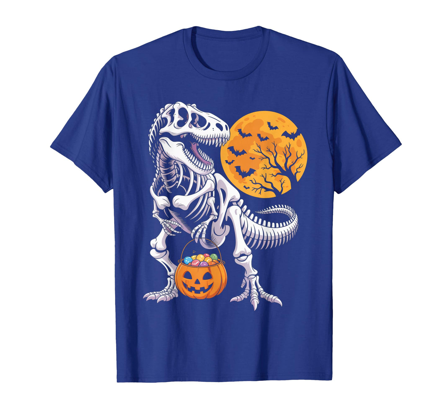 Halloween Boys Dinosaur Skeleton T rex Scary Pumpkin Spooky T-Shirt