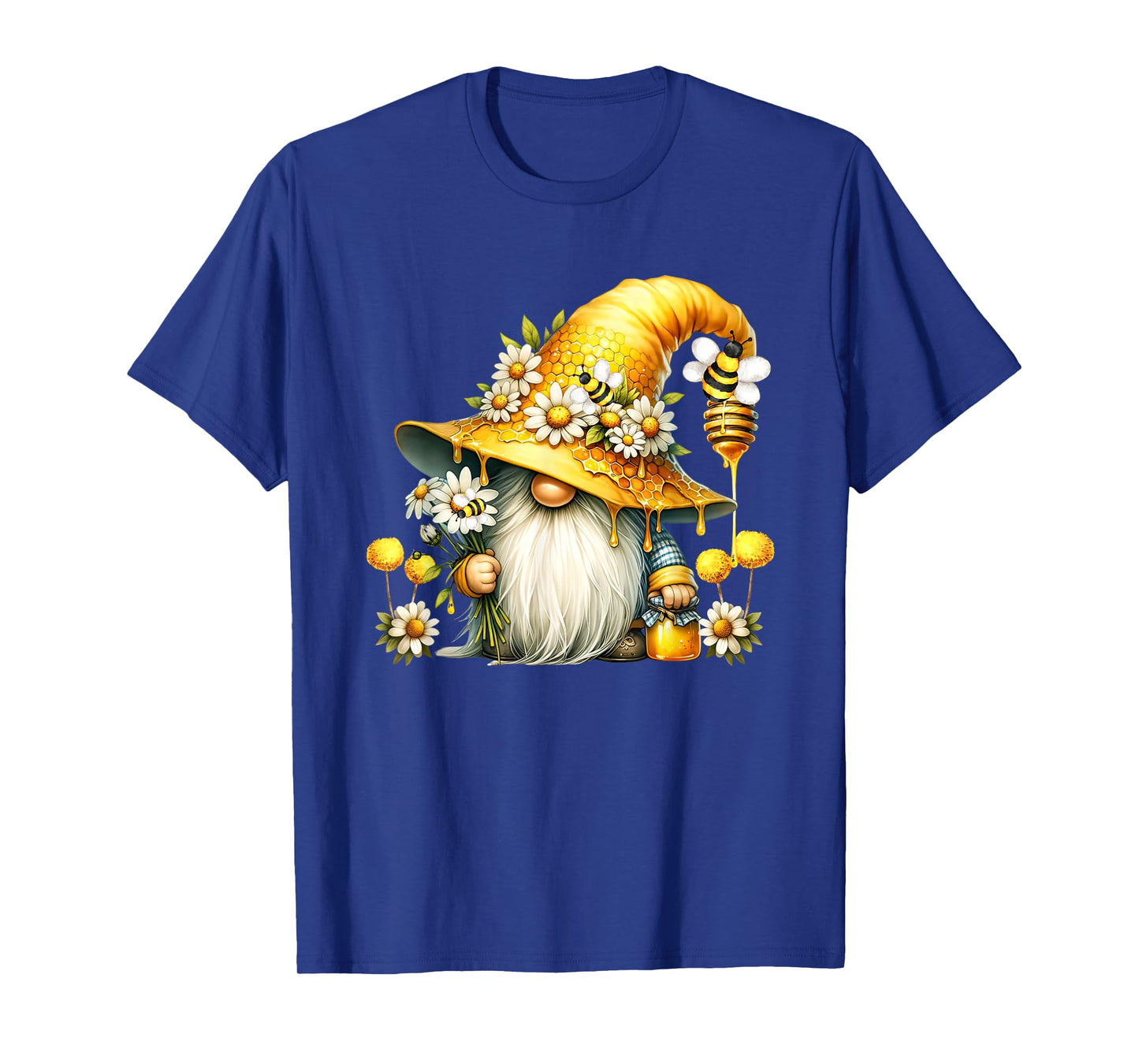 Bee Gnome Graphic For Women Daisy Flowers Funny Hippie Gnome T-Shirt