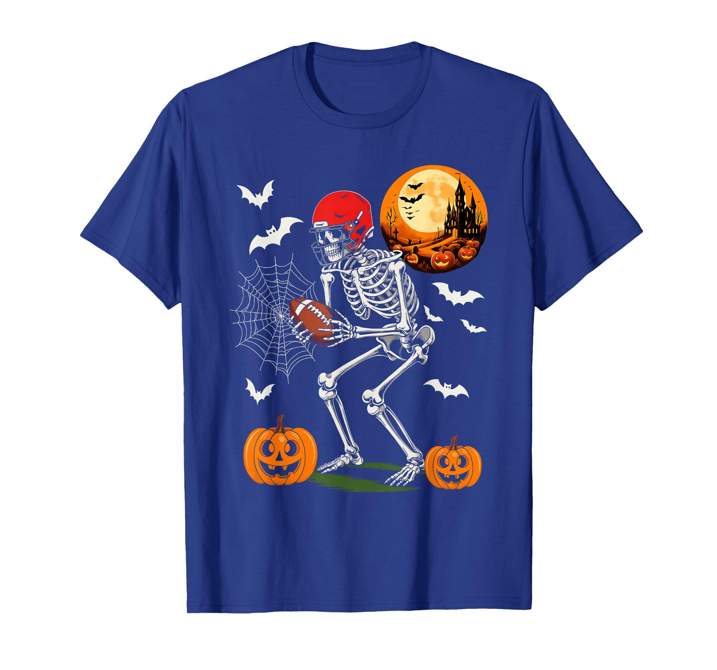 Skeleton Football Vintage Halloween Costume Funny Men Boys T-Shirt