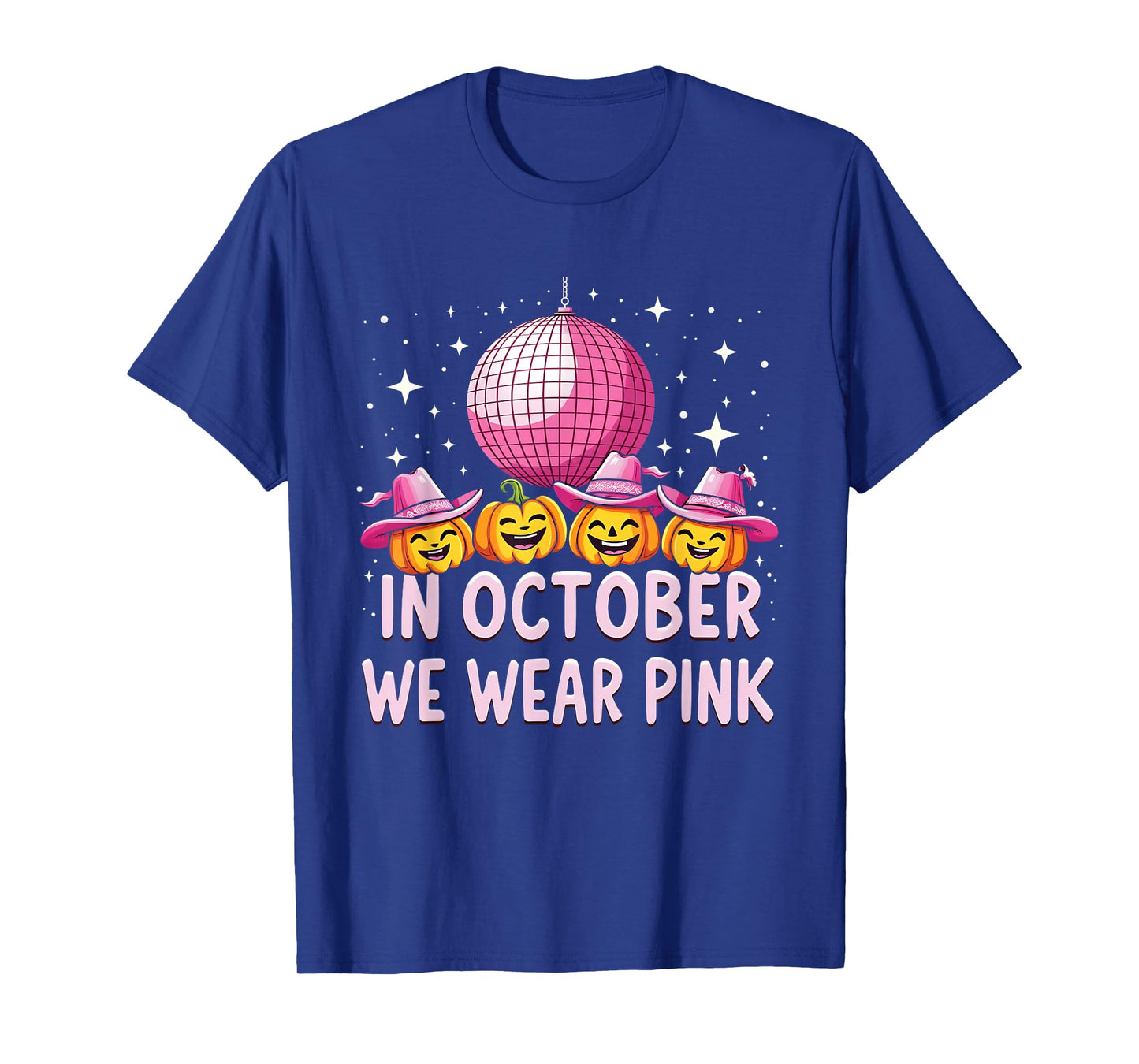 In October We Wear Pink Breast Cancer Pumpkin Cowgirl Wester T-Shirt