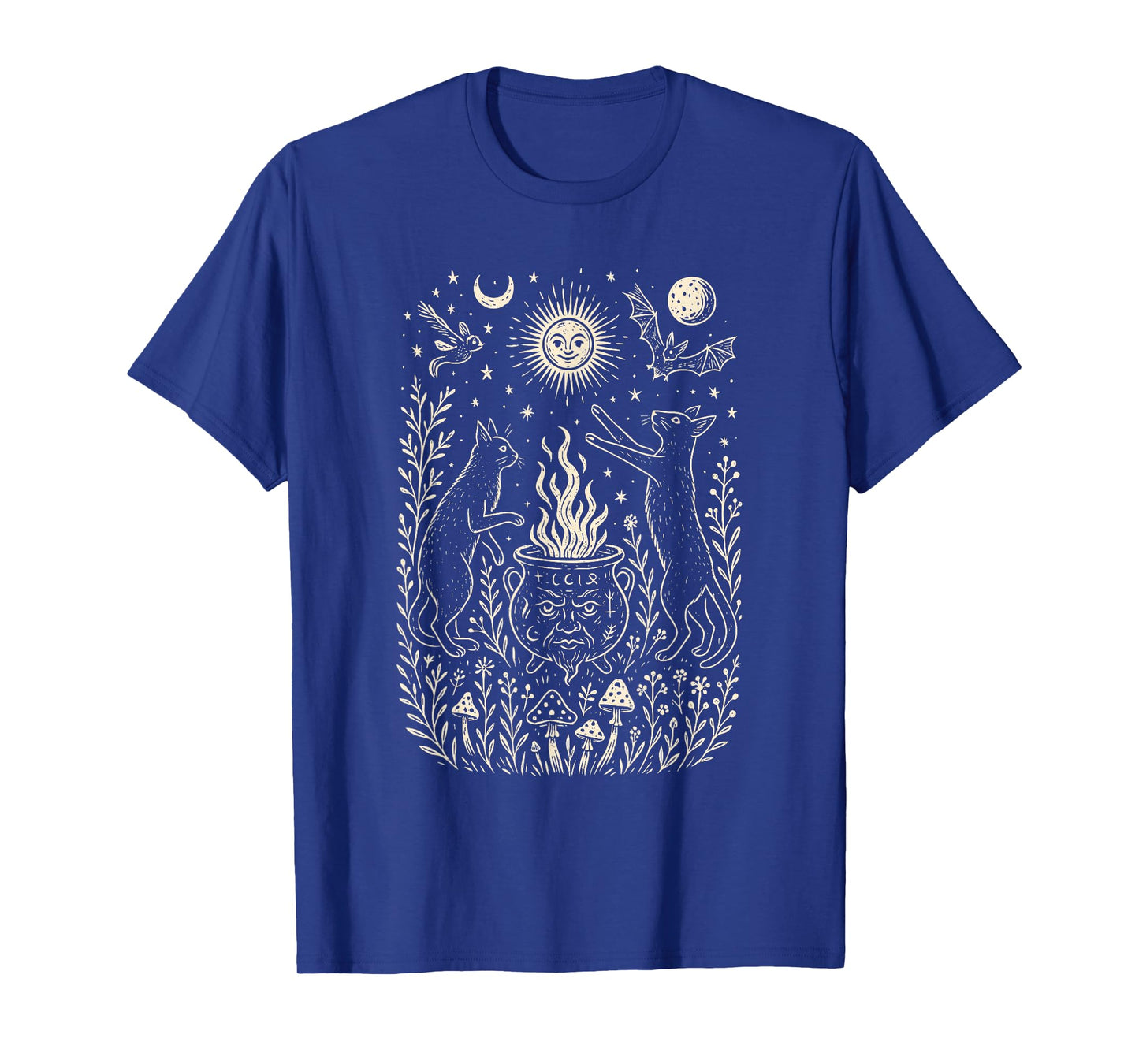 Mystical Cats & Vessel, Retro Folk Art, Nature T-Shirt