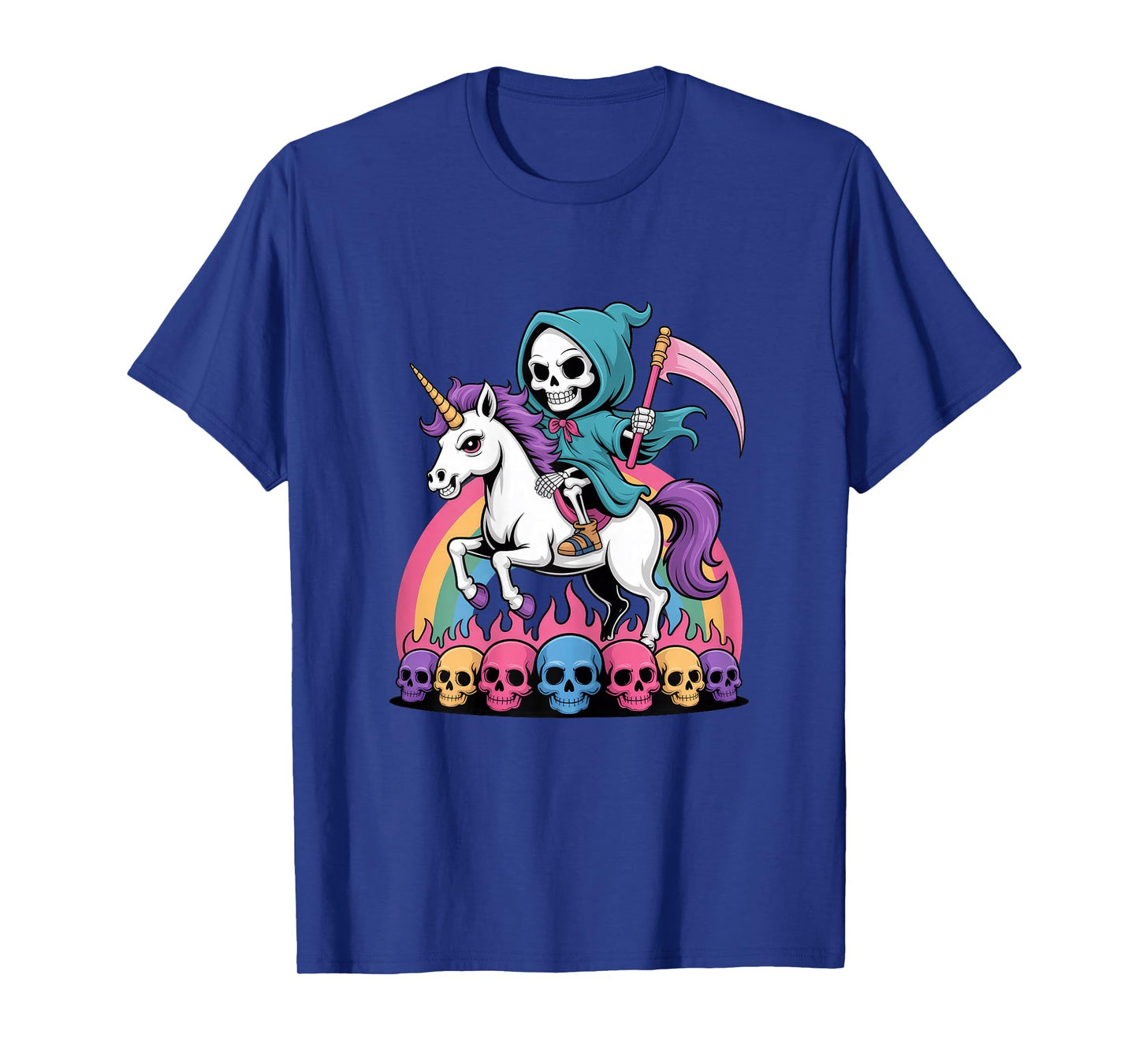 Grim Reaper Unicorn Rainbow Gothic Fantasy T-Shirt