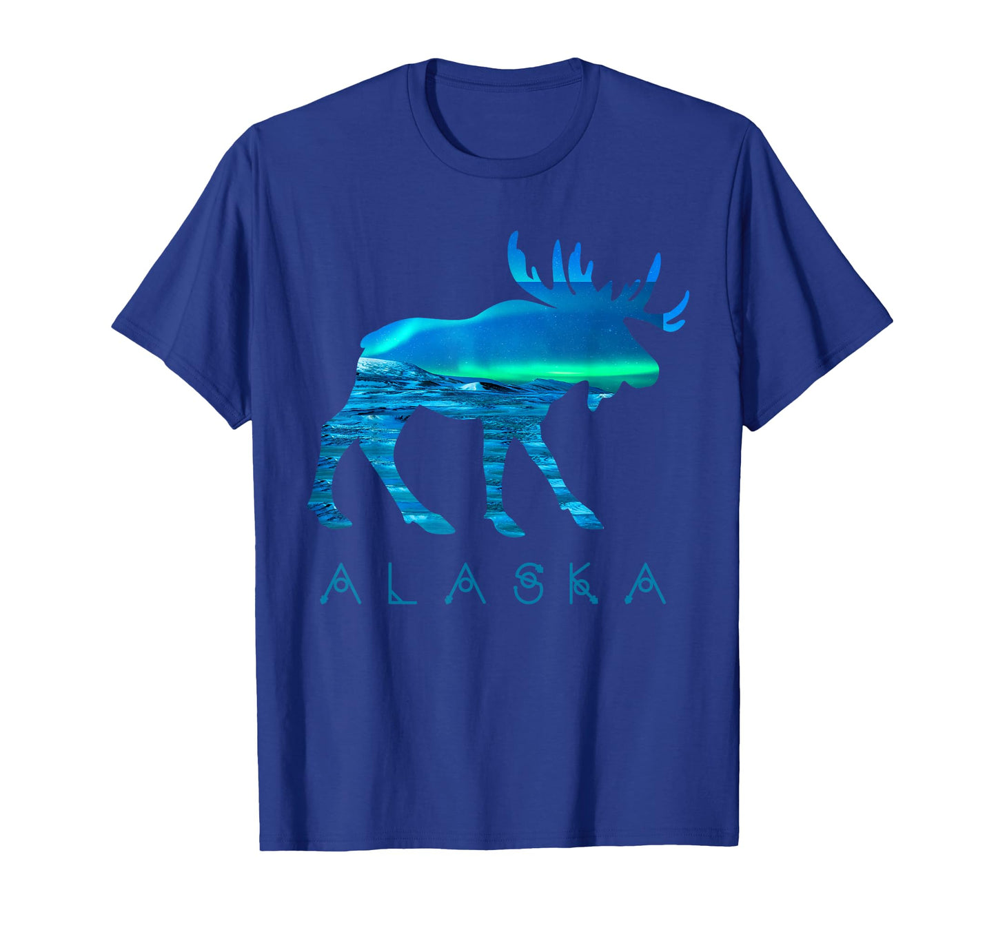 Alaskan Moose with Aurora Borealis Snow Scene T Shirt T-Shirt