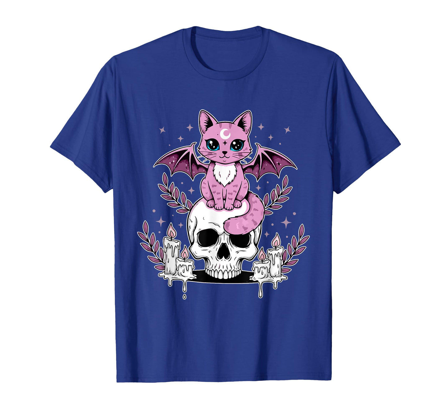 Kawaii Pastel Skull Creepy Cat Bat Skeleton Halloween T-Shirt