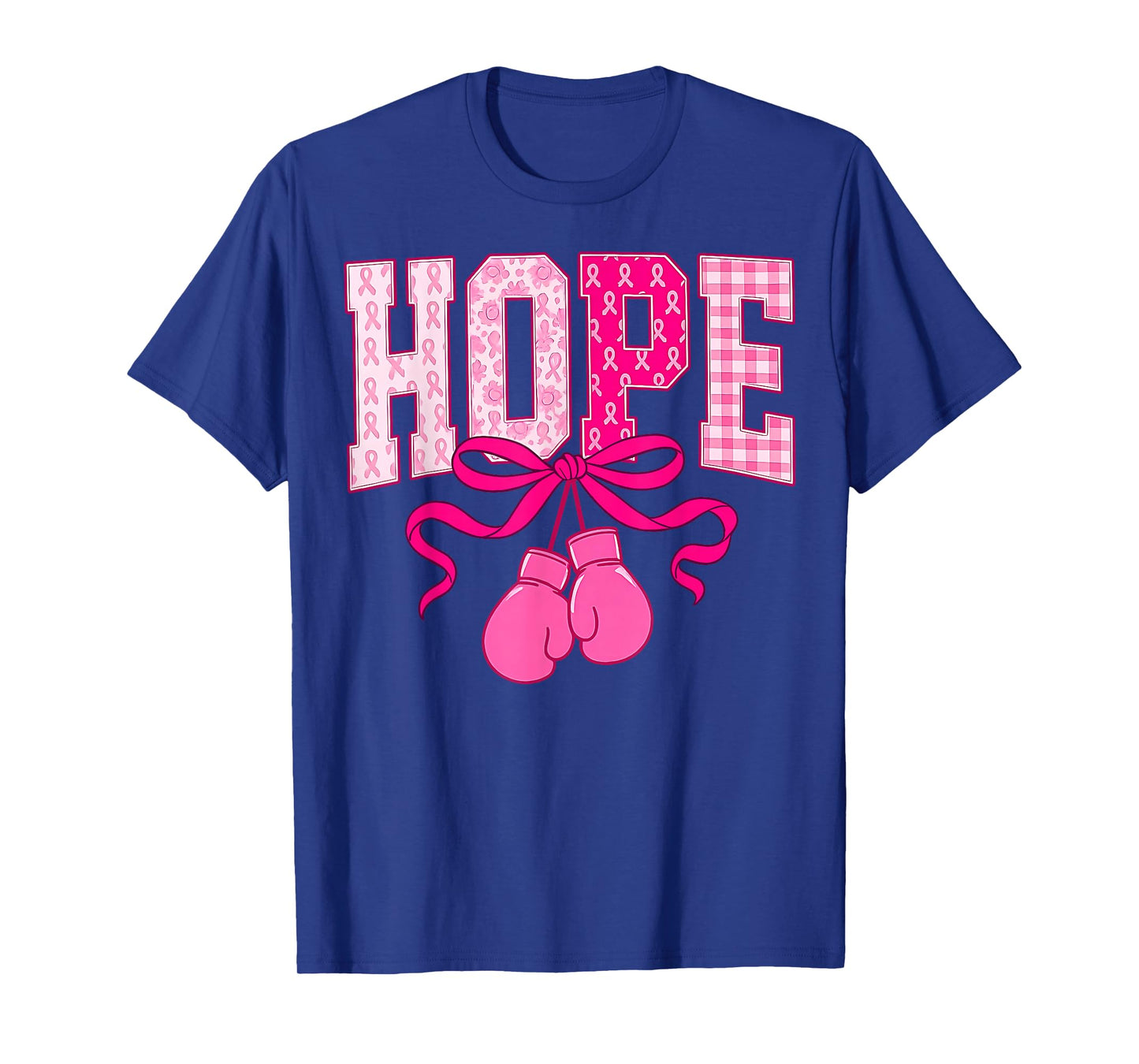 Hope Pink Ribbon Boxing Gloves Pink Breast Cancer Awareness T-Shirt