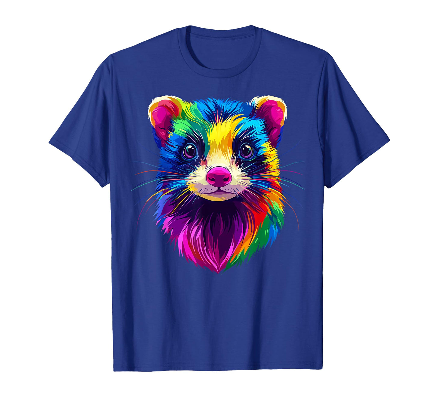 Colorful Ferret Face Cute Animal Lover Men Women Black T-Shirt