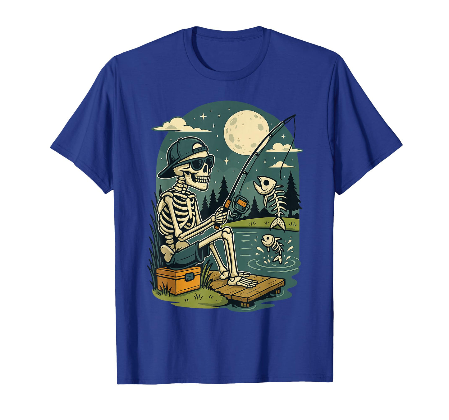 Skeleton Fishing Funny Halloween Costume Shirt T-Shirt