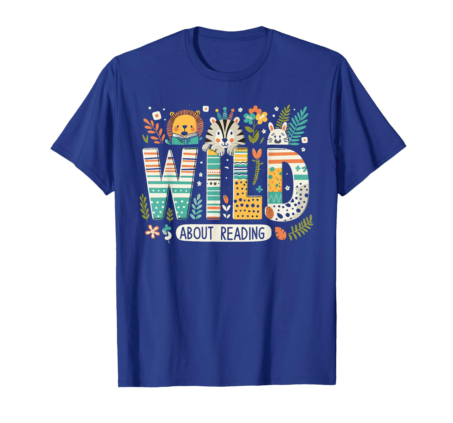 Wild About Reading Bookworm Book Reader Zoo Animals T-Shirt