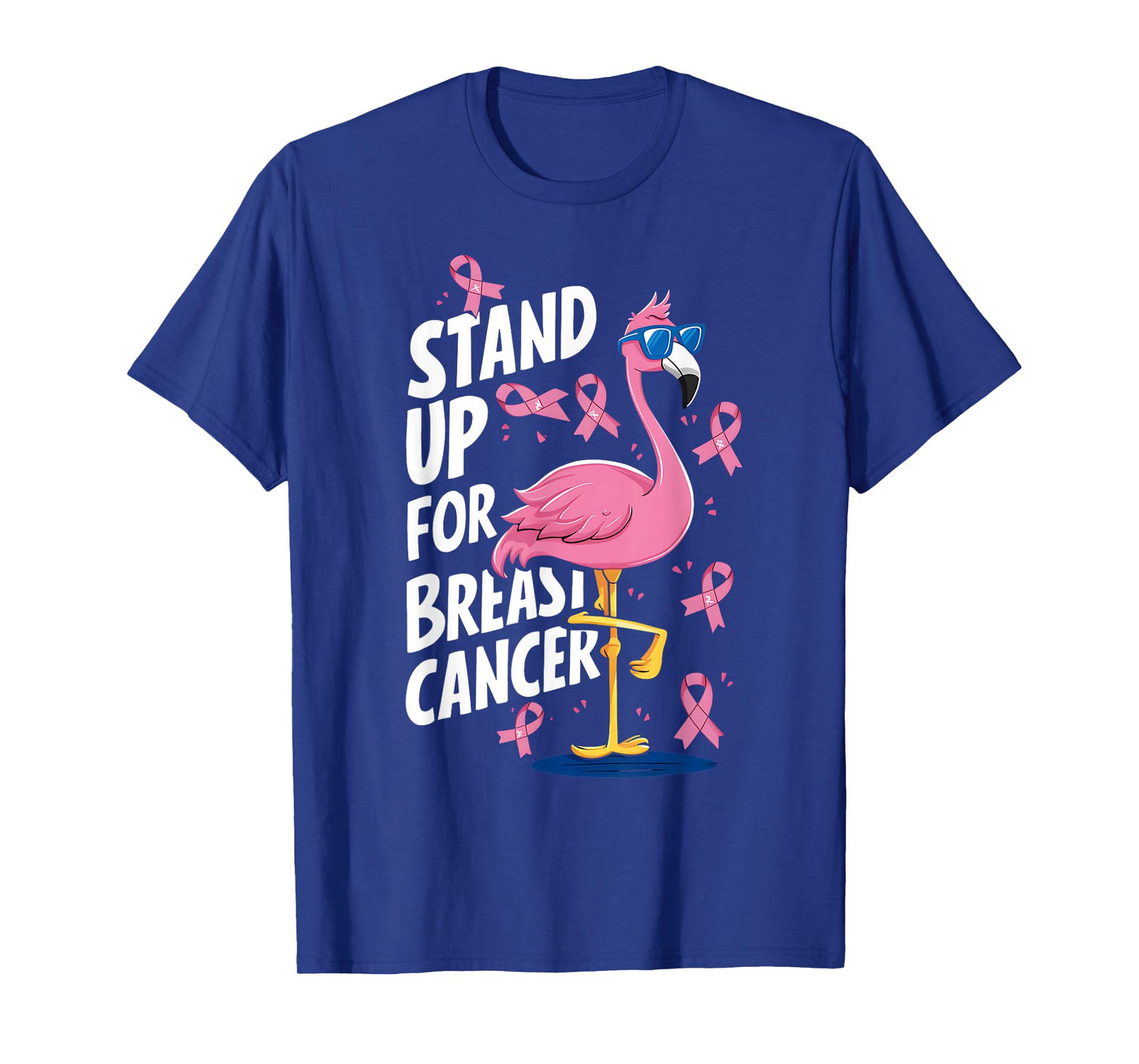 Pink Ribbon Awareness Stand Up to Breast Cancer Flamingo T-Shirt