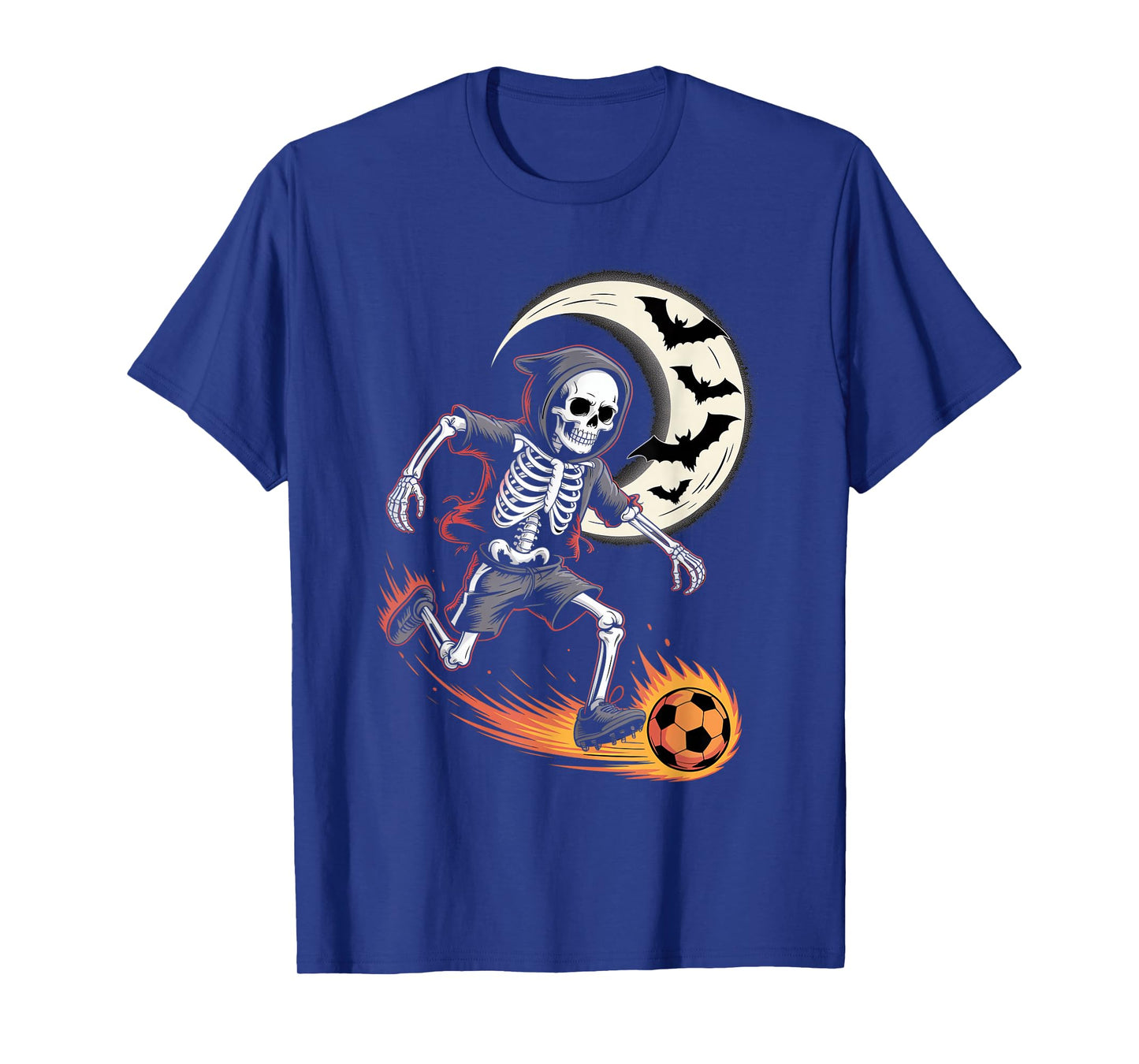 Spooky Skeleton Soccer Men Boys Kids Halloween Costume T-Shirt
