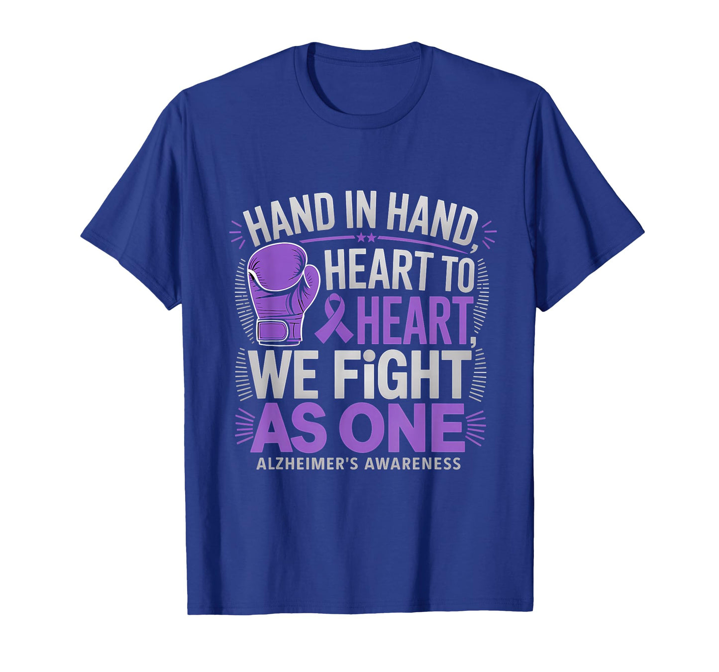 Alzheimer's Awareness We Fight As One Purple Ribbon Boxing T-Shirt