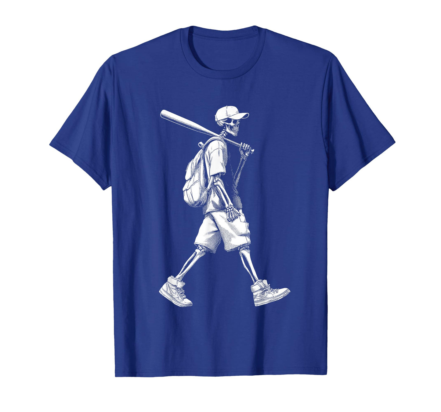 Skeleton Baseball Walking Graphic Halloween Scary T-Shirt