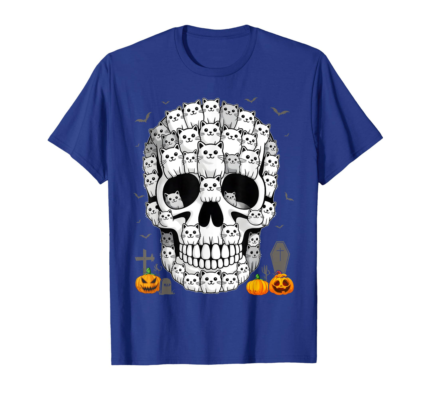 Best Skull for Men Women Halloween Skeleton Cat Lover T-Shirt
