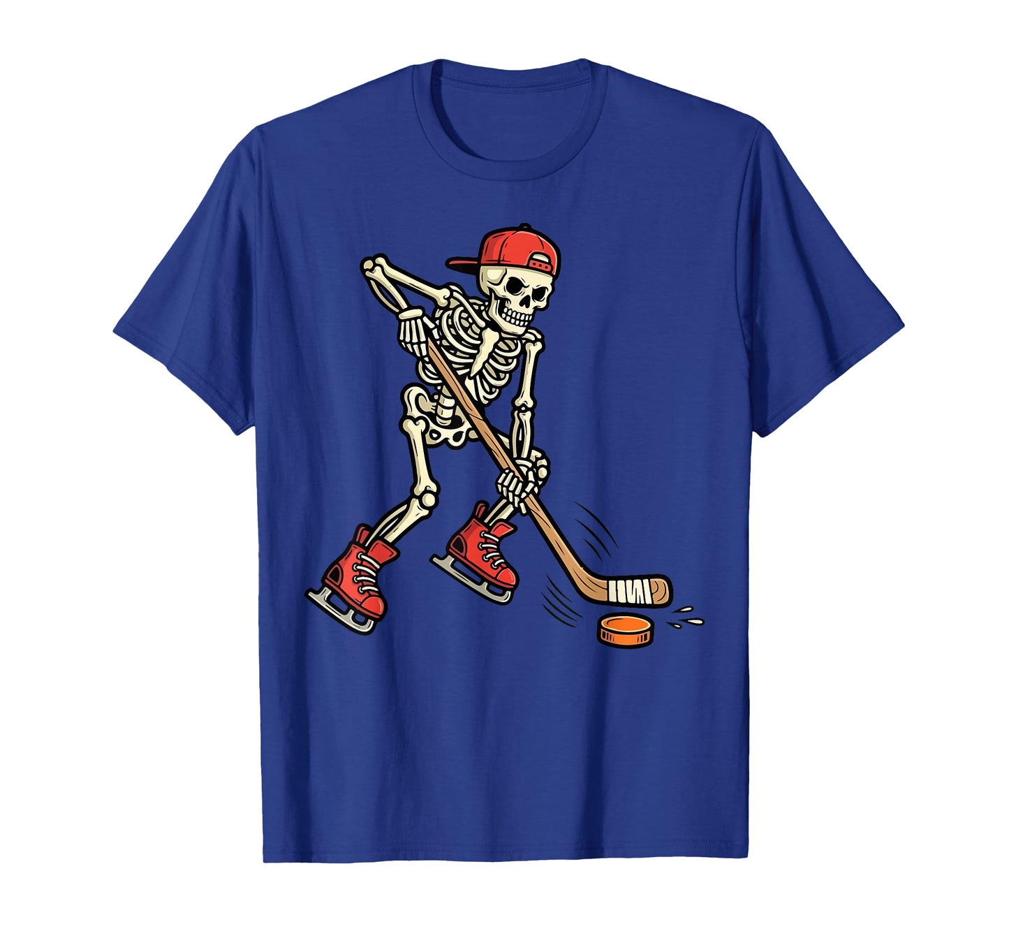 Skeleton Ice Hockey Halloween Costume Spooky Sports Player T-Shirt