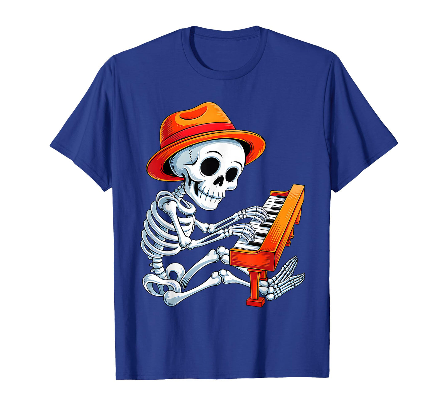 Skeleton Playing Piano Halloween Costume for Men Boys Kid T-Shirt