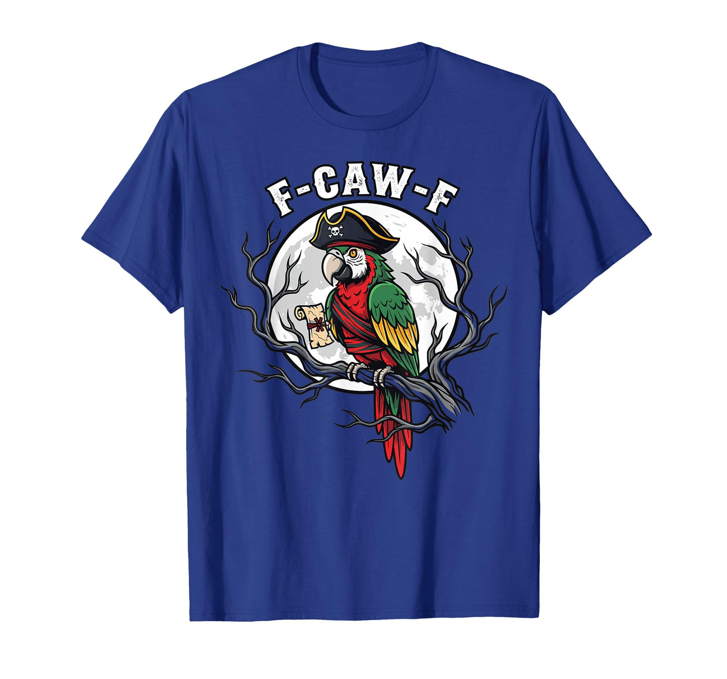 Pirate Parrot F-Caw-F Moon Skull Crossbones Halloween T-Shirt