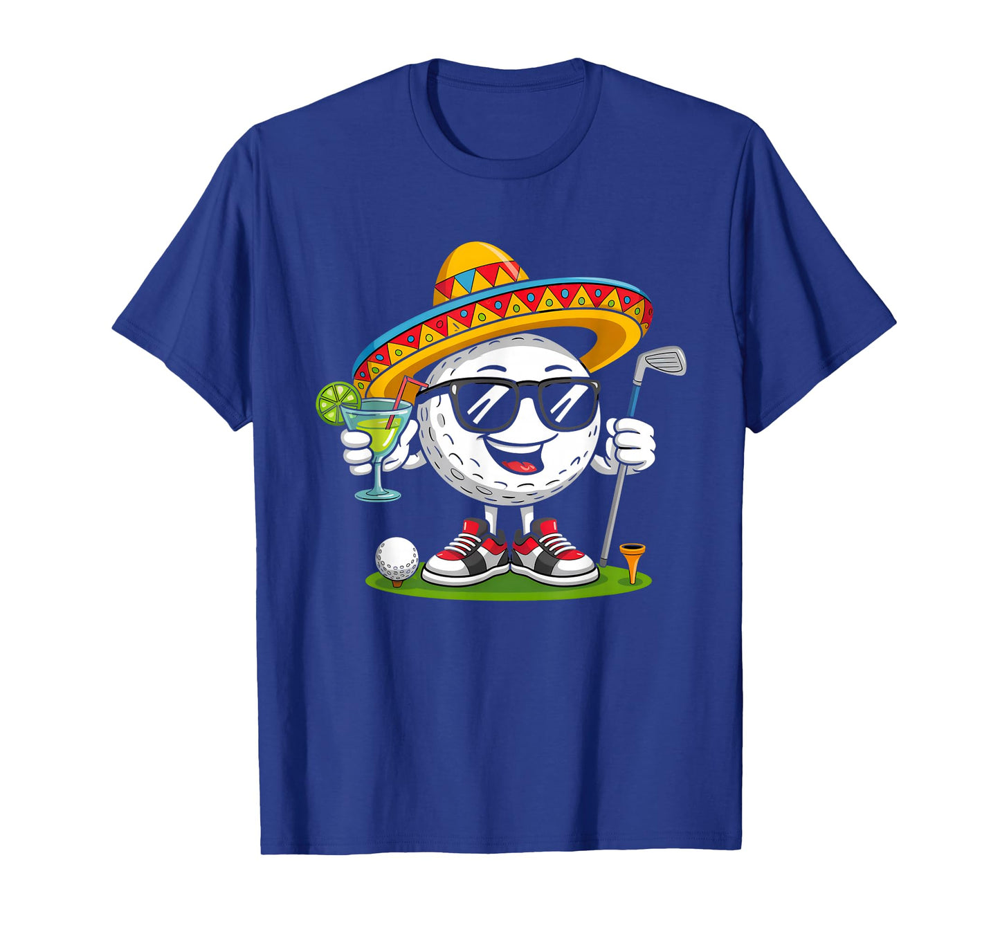 Funny Cinco de Mayo Golf Ball With Sombrero Margarita Golfer T-Shirt