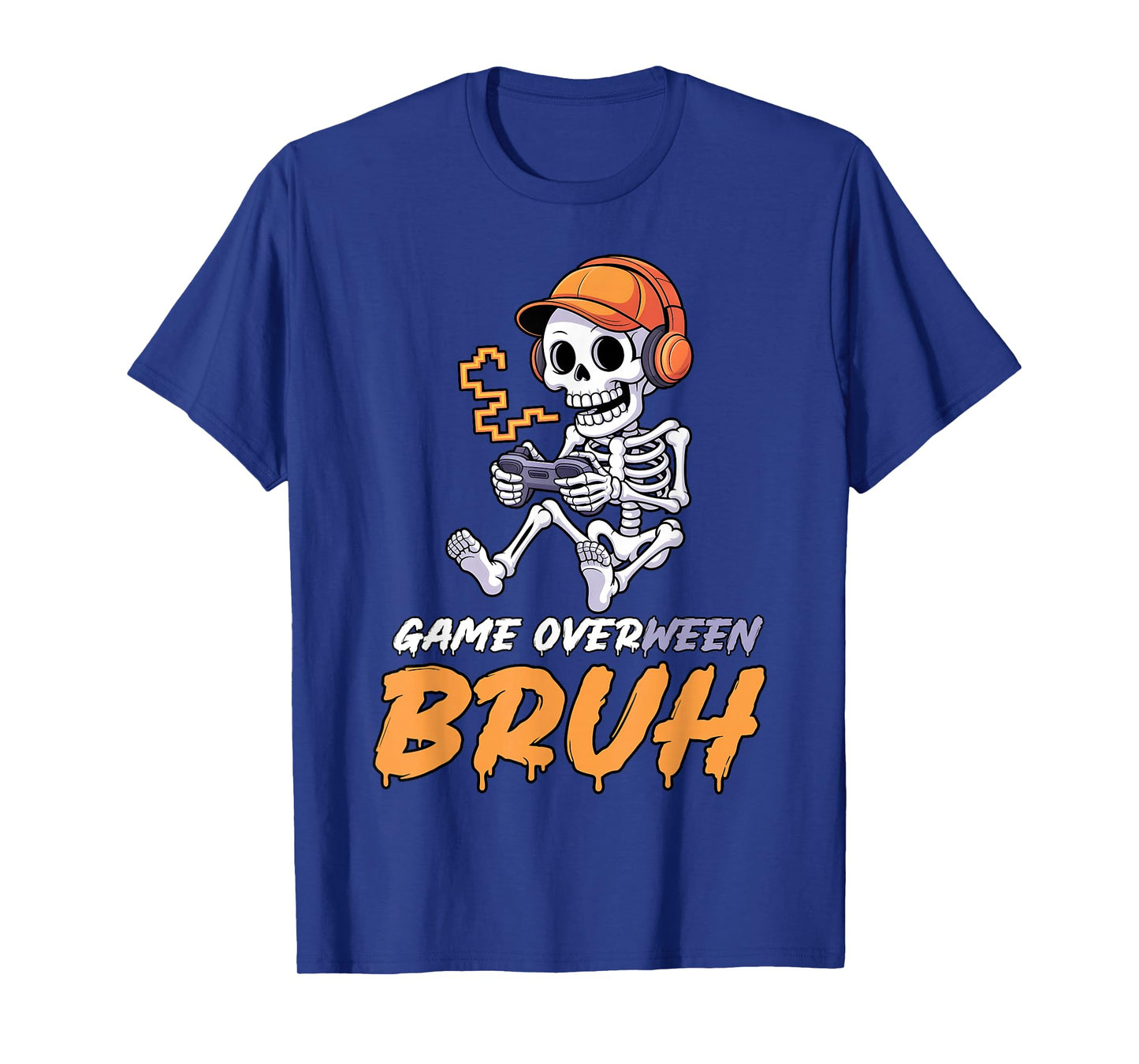 Halloween Skeleton Gamer Game Overween Bruh Boys Men T-Shirt