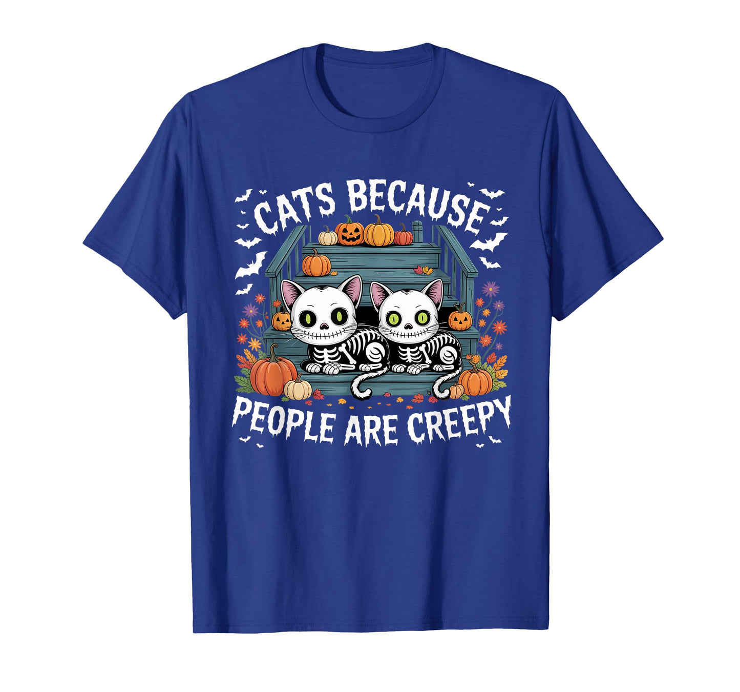 Cats Because People are Creepy Ghost Halloween Cat Mom Kids T-Shirt
