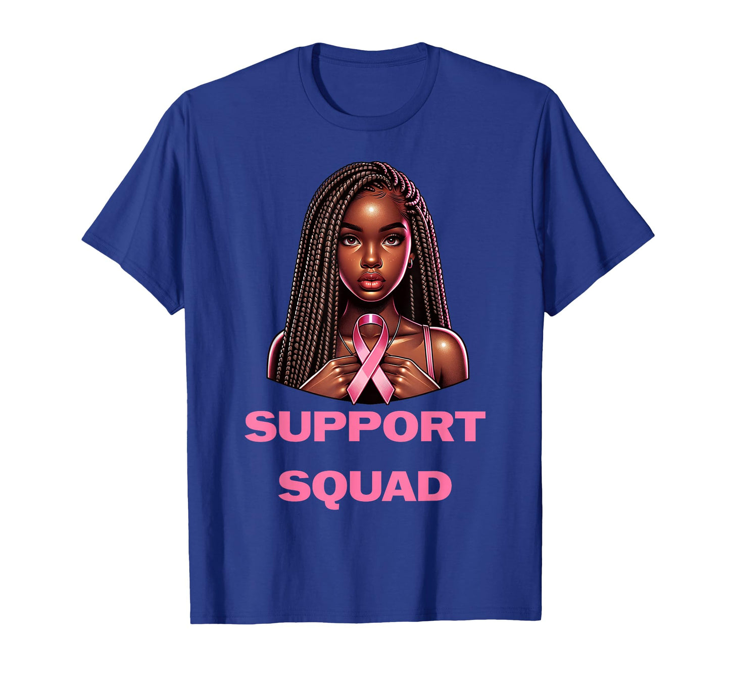 Breast Cancer Awareness Pink Black Women Girl African Queen T-Shirt