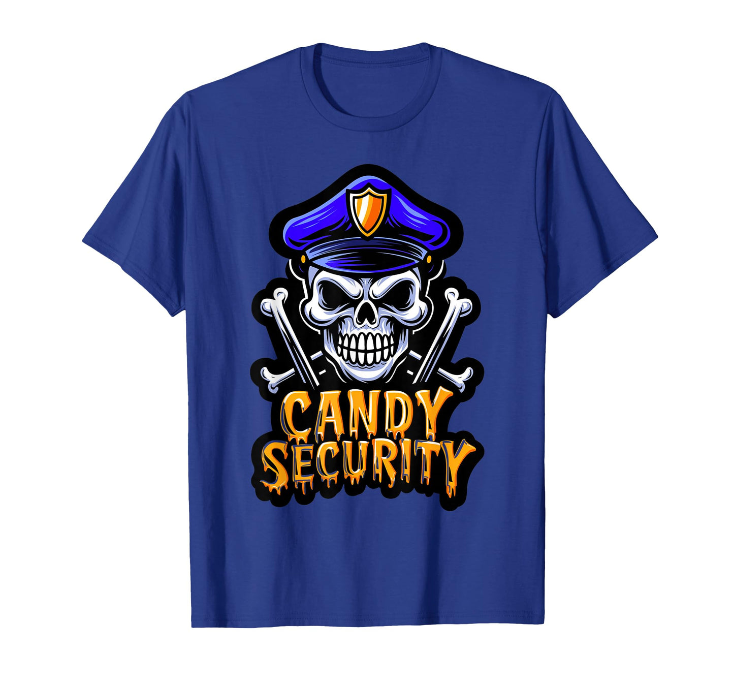 Candy Security Skeleton Funny Police Theme Halloween Party T-Shirt
