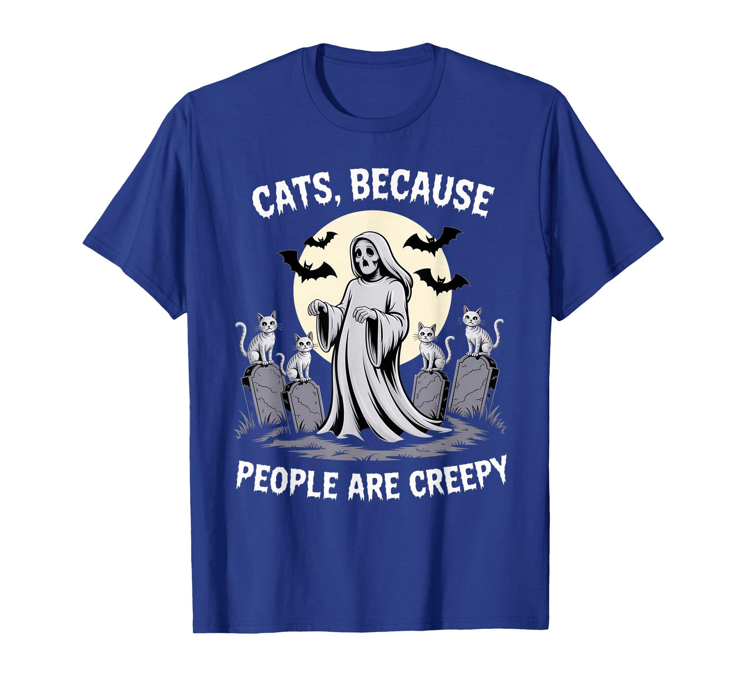 Cats Because People are Creepy Ghost Halloween Cat Mom Kids T-Shirt