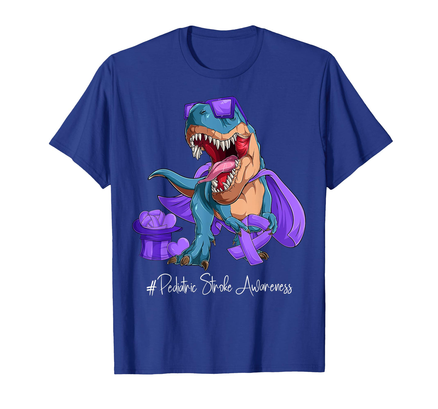 Pediatric Stroke Awareness Month Purple Ribbon Trex T-Shirt