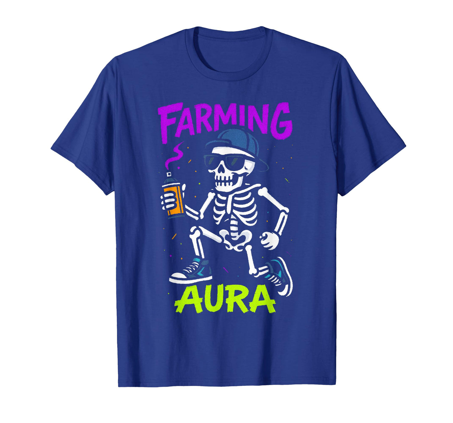 Farming Aura Halloween Skeleton Teen Kids Rizz Vibes Sigma T-Shirt