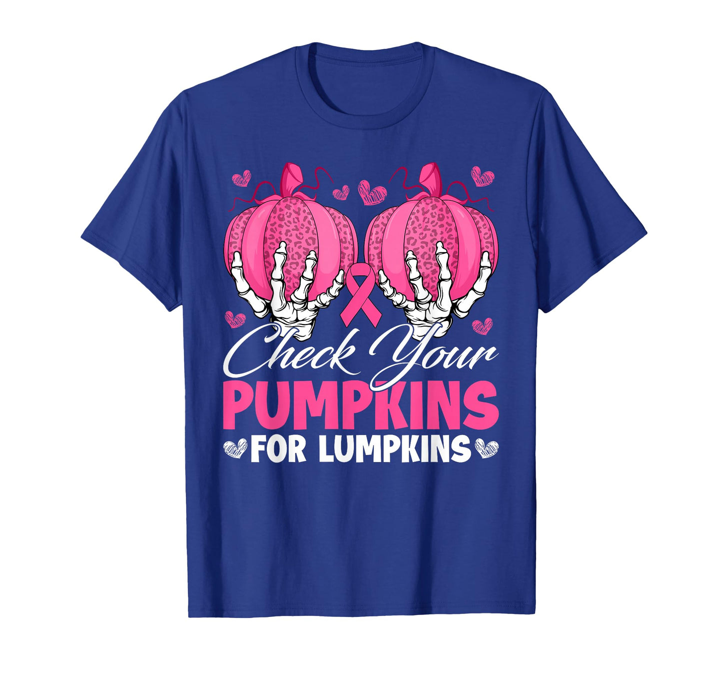 Check Your Pumpkins Breast Cancer Awareness Halloween Women T-Shirt