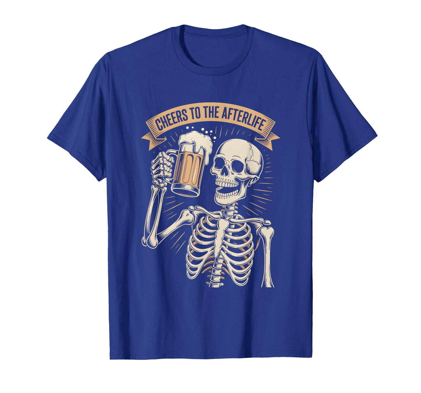 Funny Cheers to The Afterlife Party Skeleton Design T-Shirt