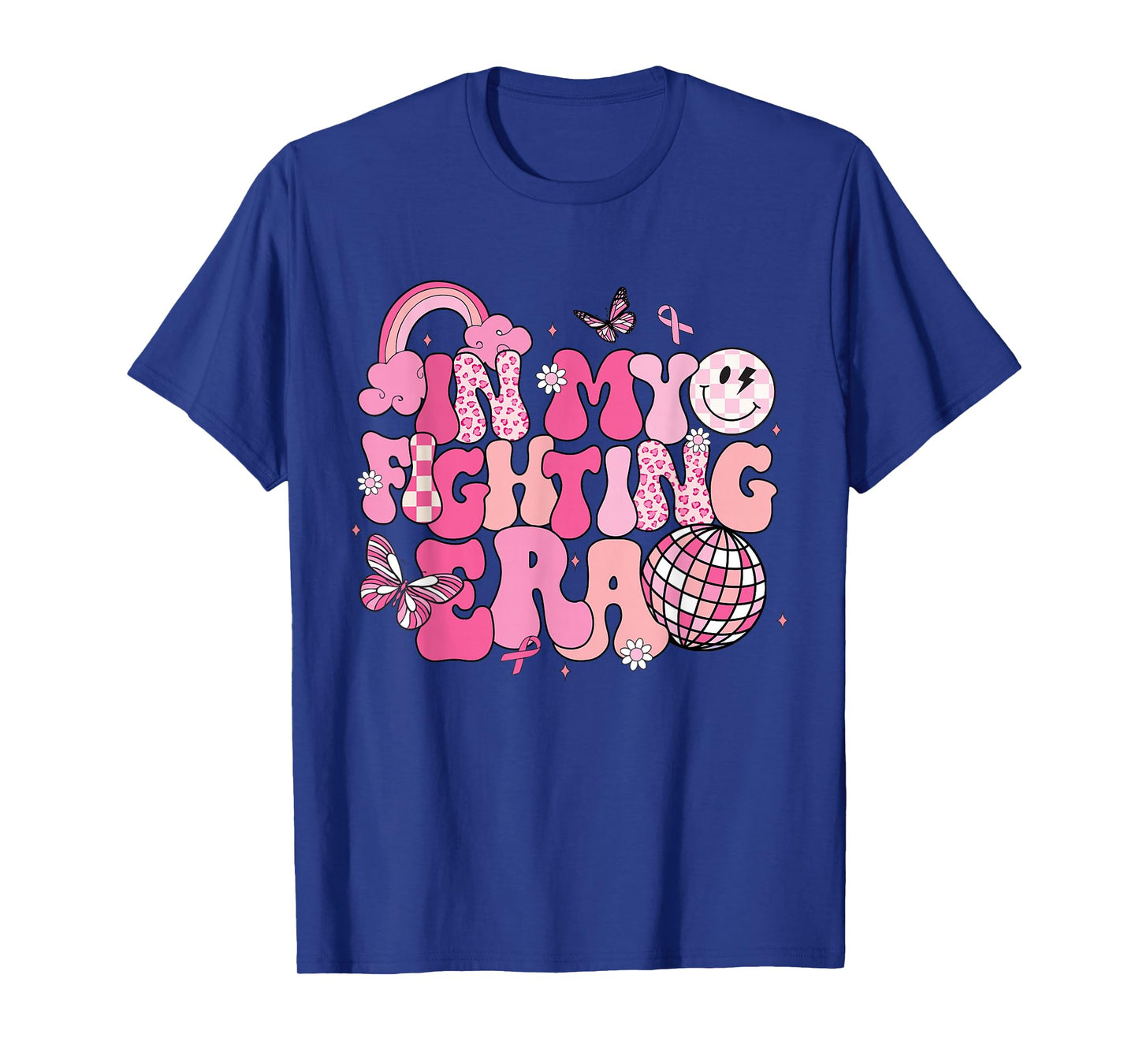 Retro Groovy In My Fighting Era Breast Cancer Awareness T-Shirt