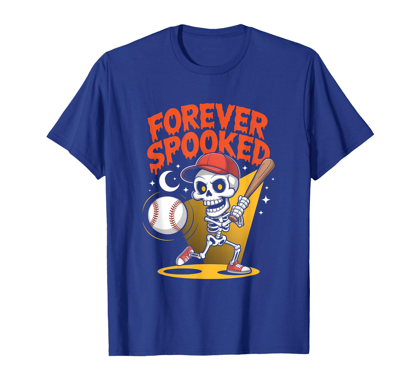 Halloween Skeleton Baseball Forever Spooked Tee T-Shirt