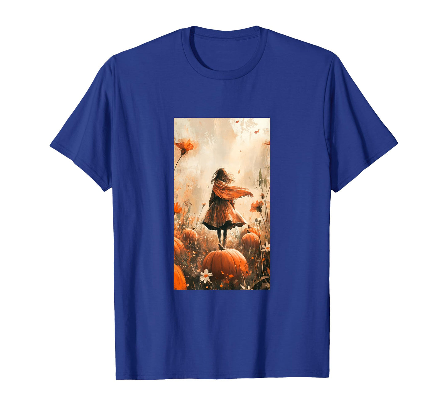 Autumn Pumpkin Flowers Nature Vintage T-Shirt