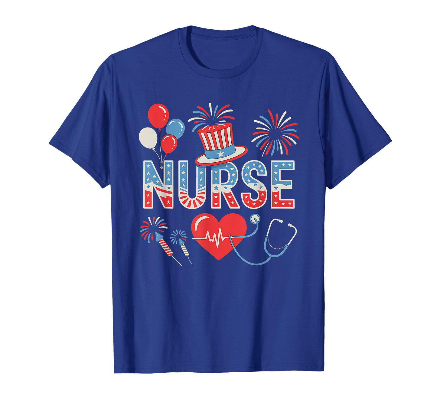 American Flag Nurse 4th of July Nursing Women Patriotic T-Shirt
