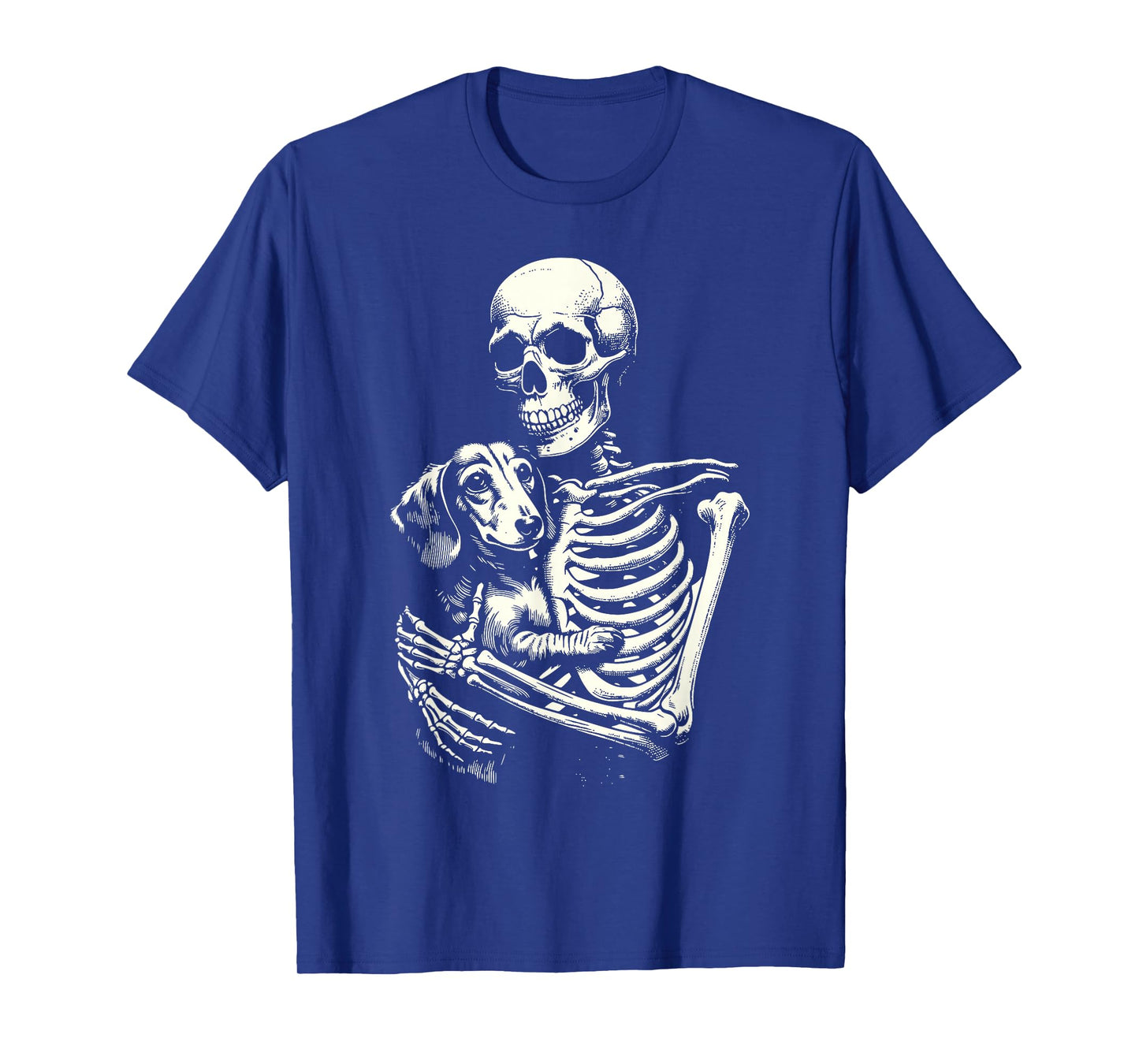 Skeleton Holding Dachshund Halloween Dog Lover Dog Mom Dad T-Shirt