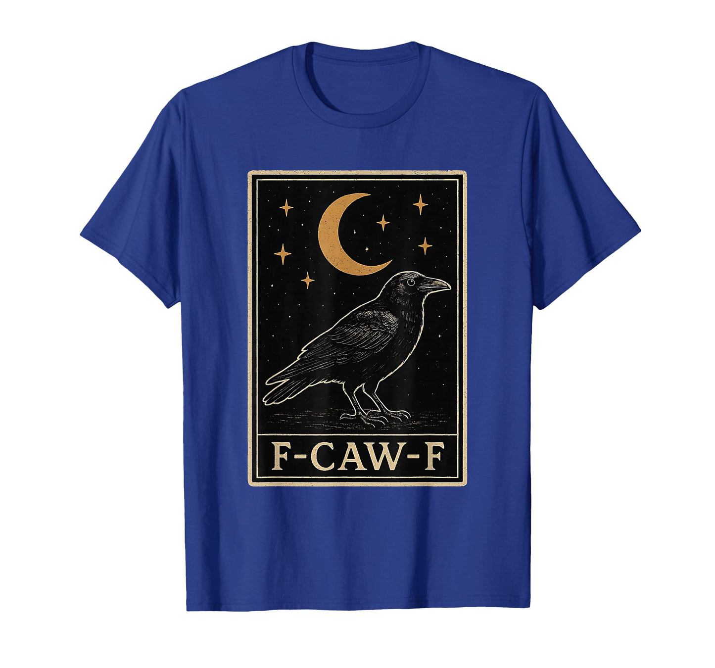 Funny F-Caw-F Tarot Card Moon Gothic Black Crow Adult Humor T-Shirt