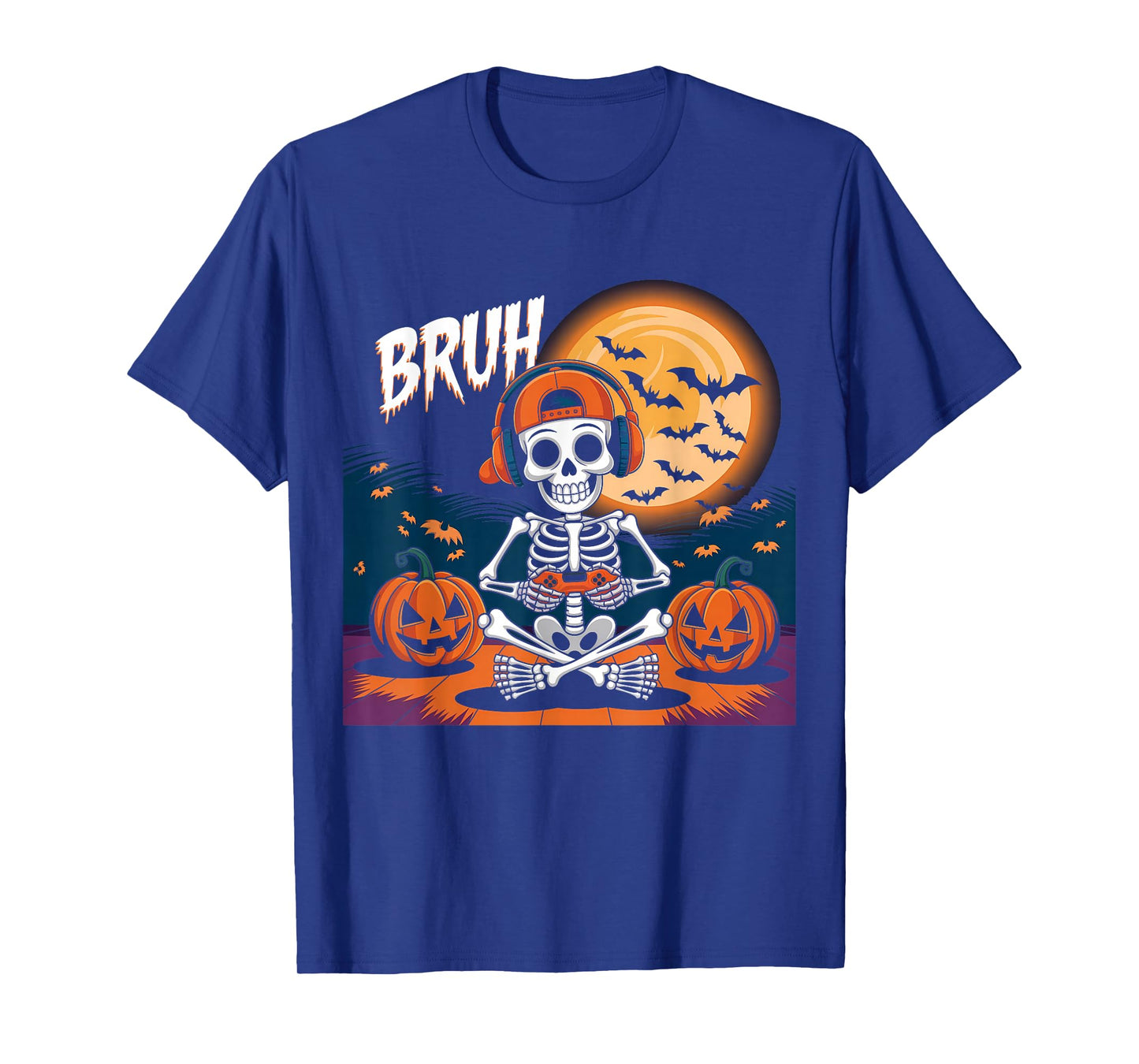 Halloween Skeleton Video Gaming Gamer Boys Teens Youths Men T-Shirt